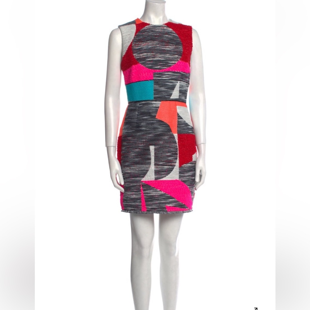 Roksanda Ilincic Mini Dress in Pink, Red, and Gray